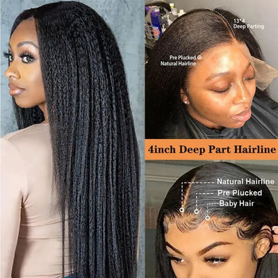 Number 11 : Eymn hair kinky straight 13x4 lace front wig 200%