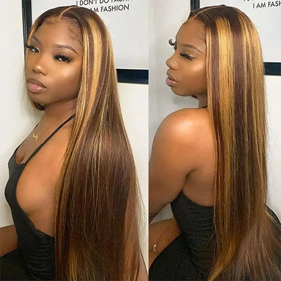 Number 9 : Eymn hair highlight human hair13x4 lace front wig 180%