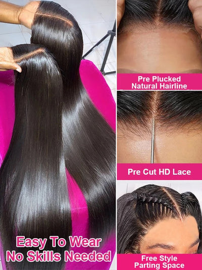 Number 24 : Eymn hair pre cut lace 5x5HD/6x6HD gluless wig straight 180% free shipping