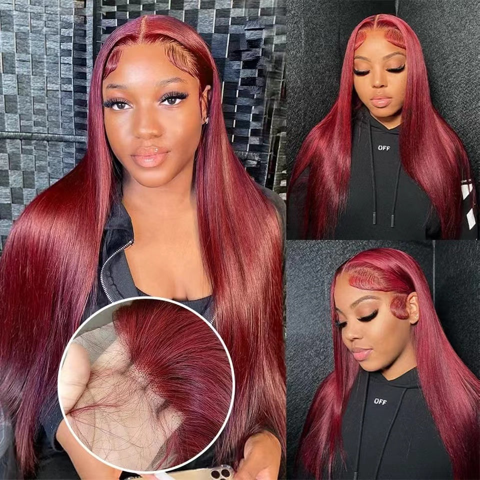 Number 6 : Eymn hair 99j burgundy colored HD lace 13x4 lace front wig 180%