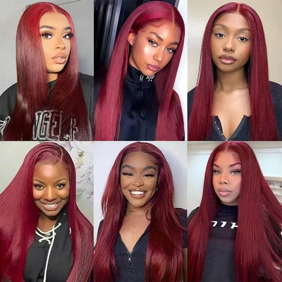 Number 6 : Eymn hair 99j burgundy colored HD lace 13x4 lace front wig 180%