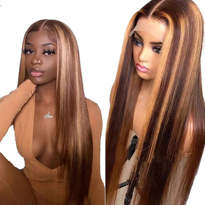 Number 9 : Eymn hair highlight human hair13x4 lace front wig 180%